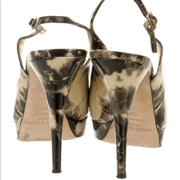 Jimmy Choo Marble Print Peep Toe Slingback Pumps - Picture 4 of 5